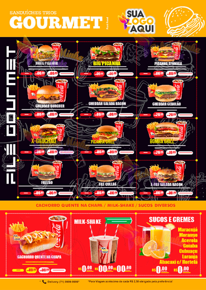 Menu para Hamburguês