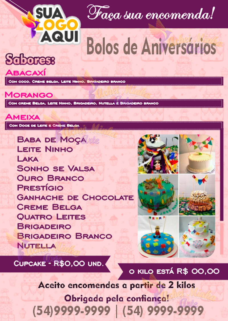 Confeitaria bolos aniversário