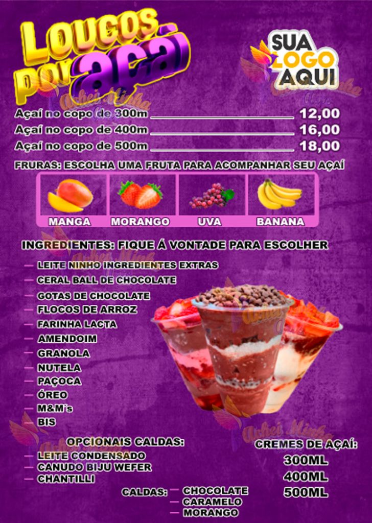 Cardápio Açaí