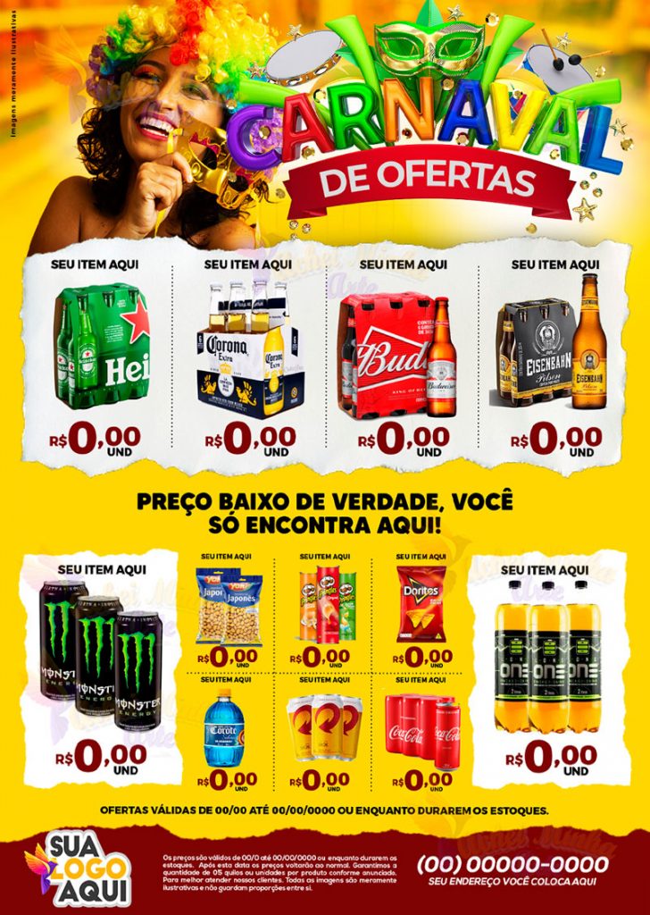 Encarte tira mascara de carnaval de ofertas