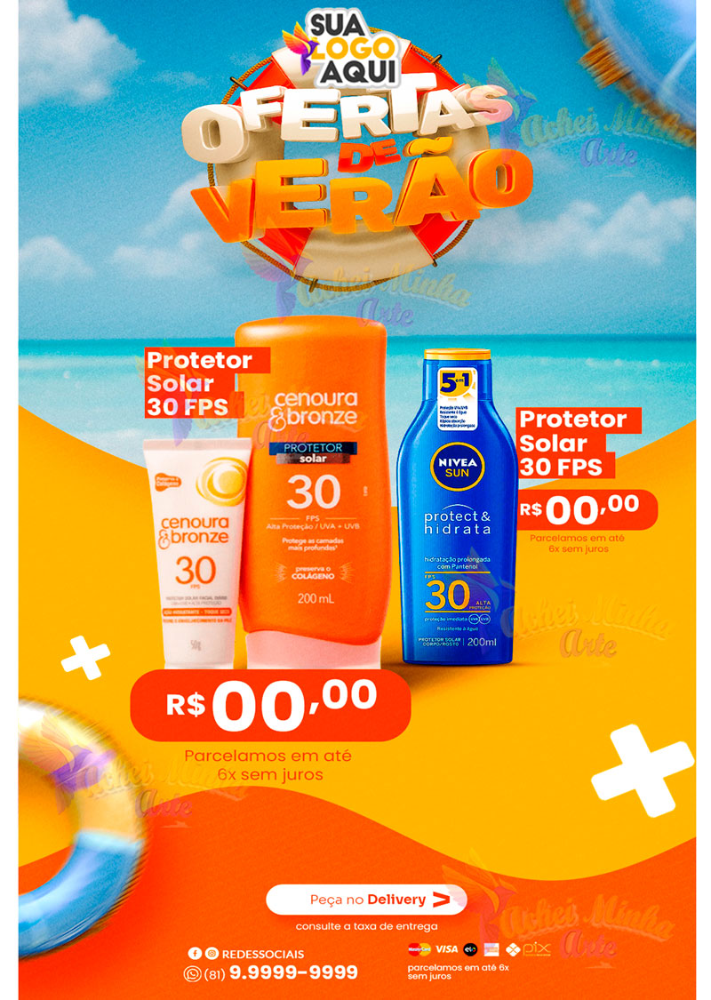 Flyer Protetor Solar Ofertas de Verão