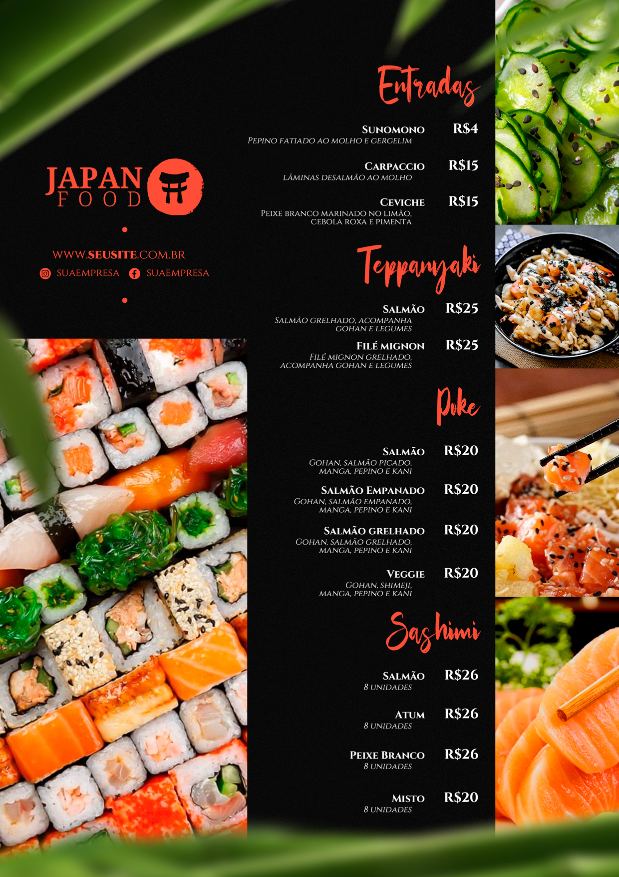 Cardápio comida japonesa