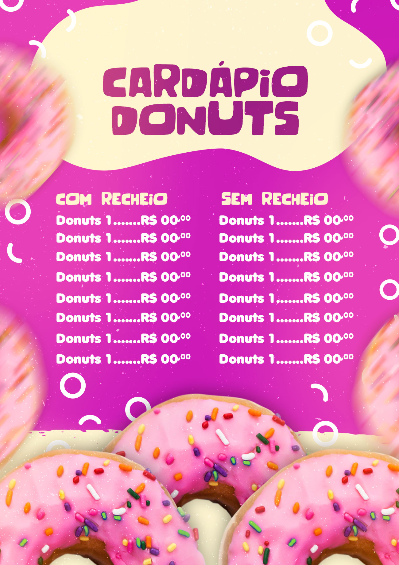 Cardápio de Donuts Doceria PSD Editável