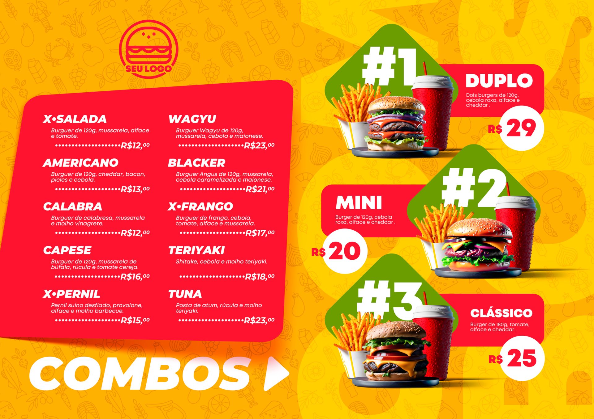 Cardápio Hamburgueria Combos