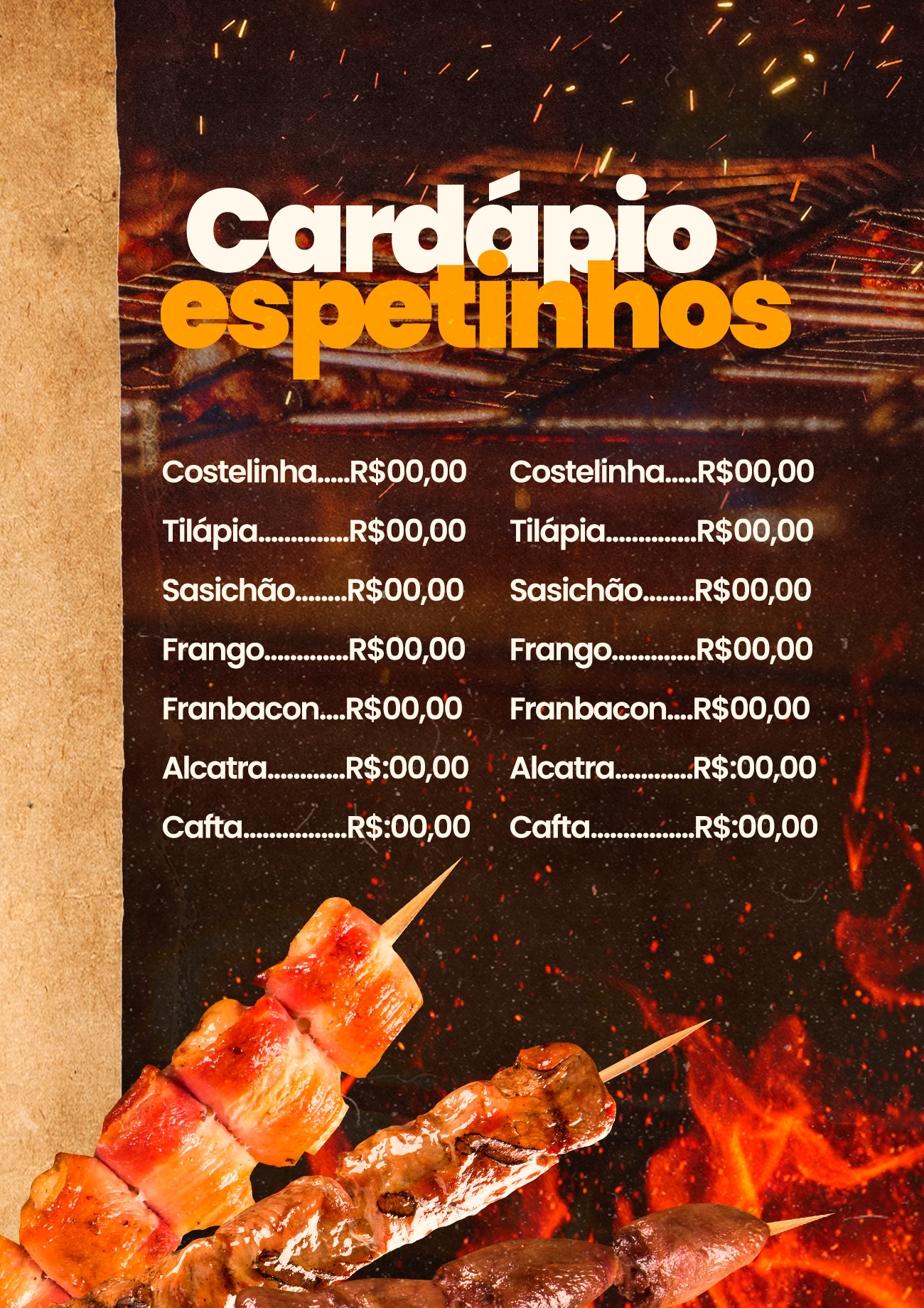 Cardápio de Espetinhos PSD Editável