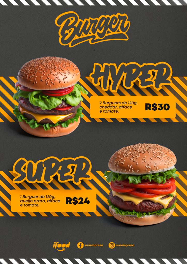 Flyer Hamburgueria Hiper e Super Editável PSD