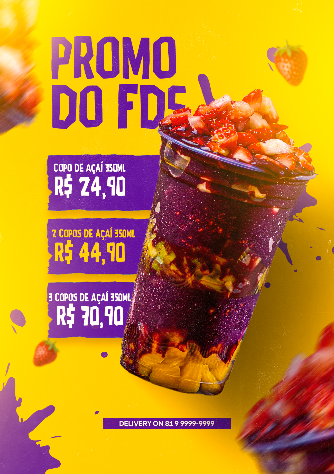 Flyer Promoção Açaíteria PSD Editável