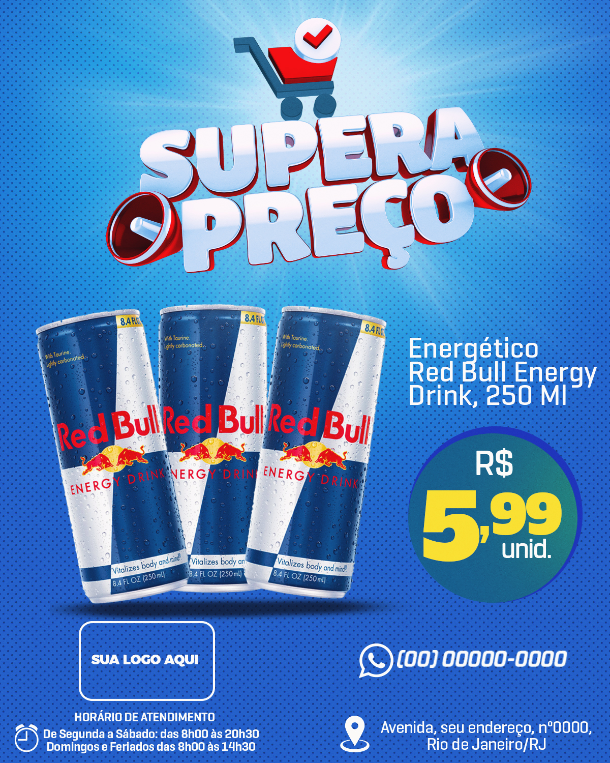 Flyer Red Bull Supera Preços PSD Editável
