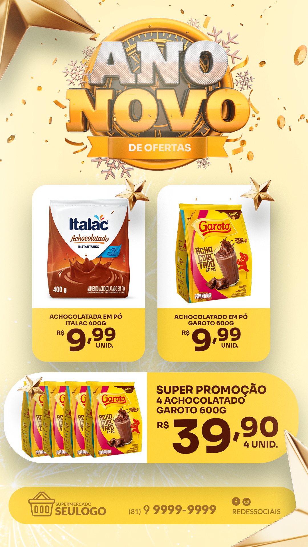 Flyer de Supermercado Ofertas de Ano Novo