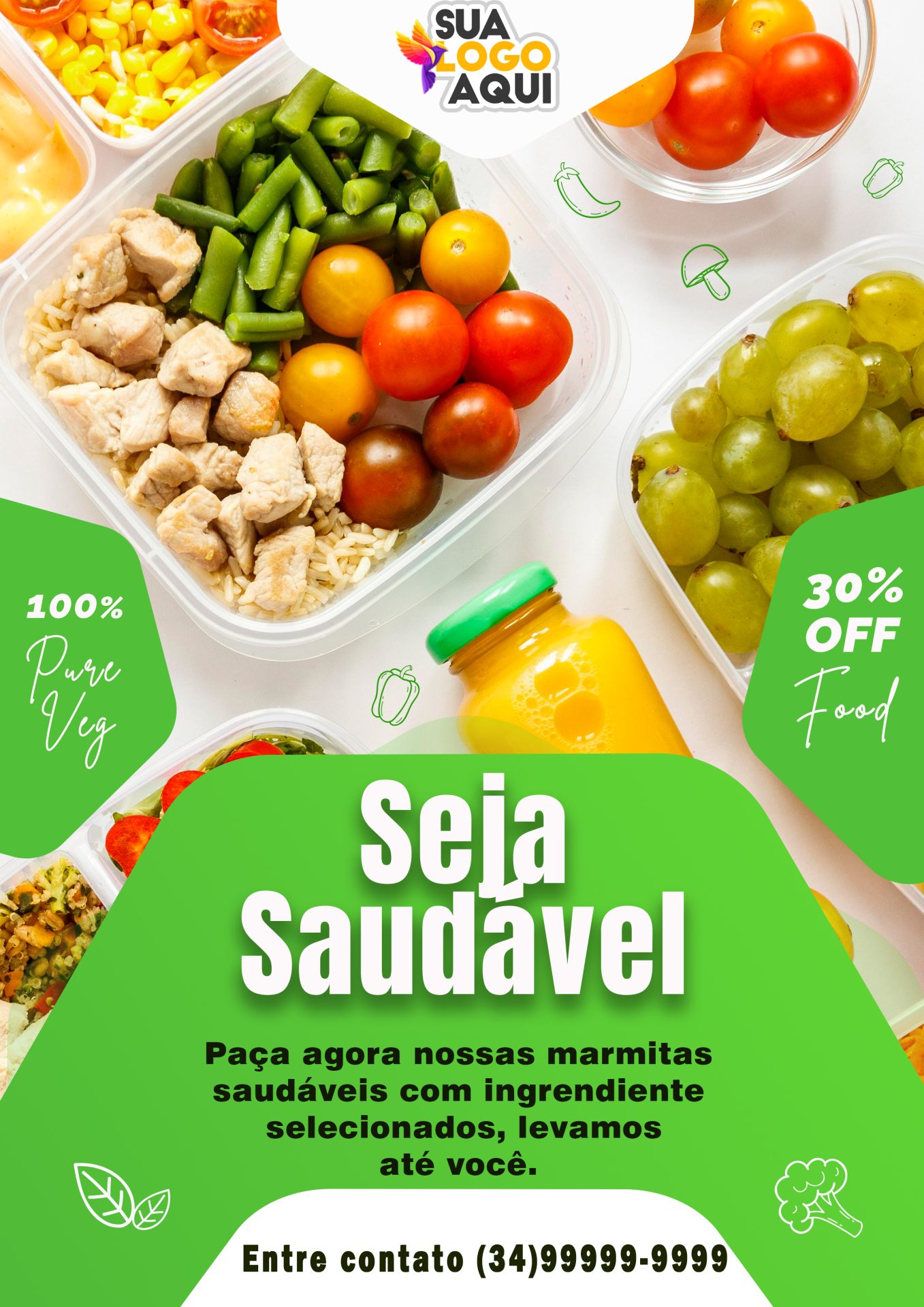 Flyer de Marmita Seja saudável