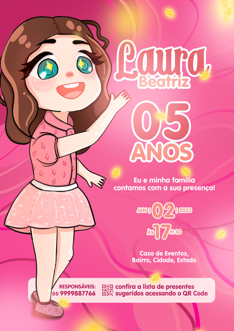 Flyer Infantil Comemoração Laura