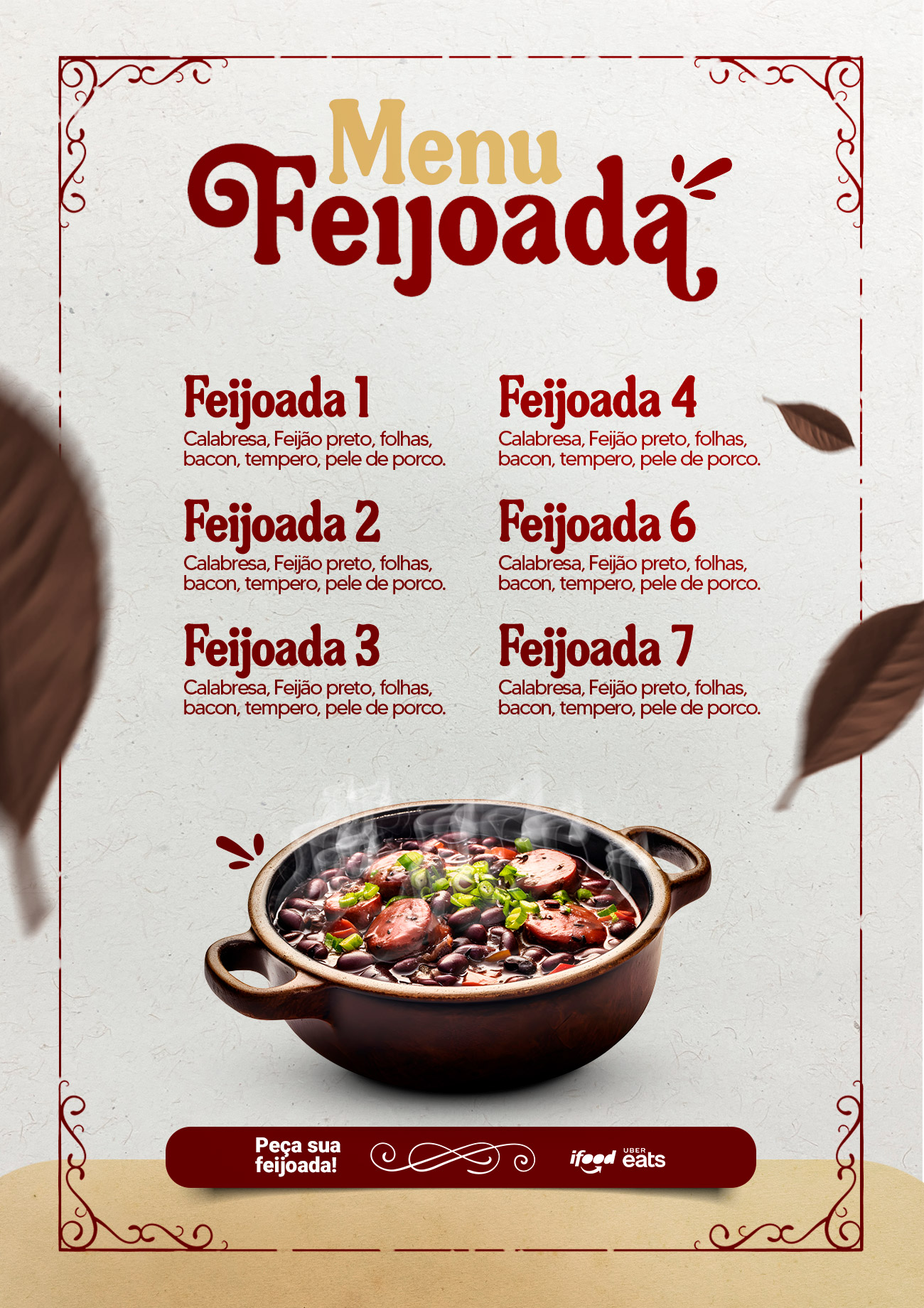 Cardápio Modelo Menu Feijoada