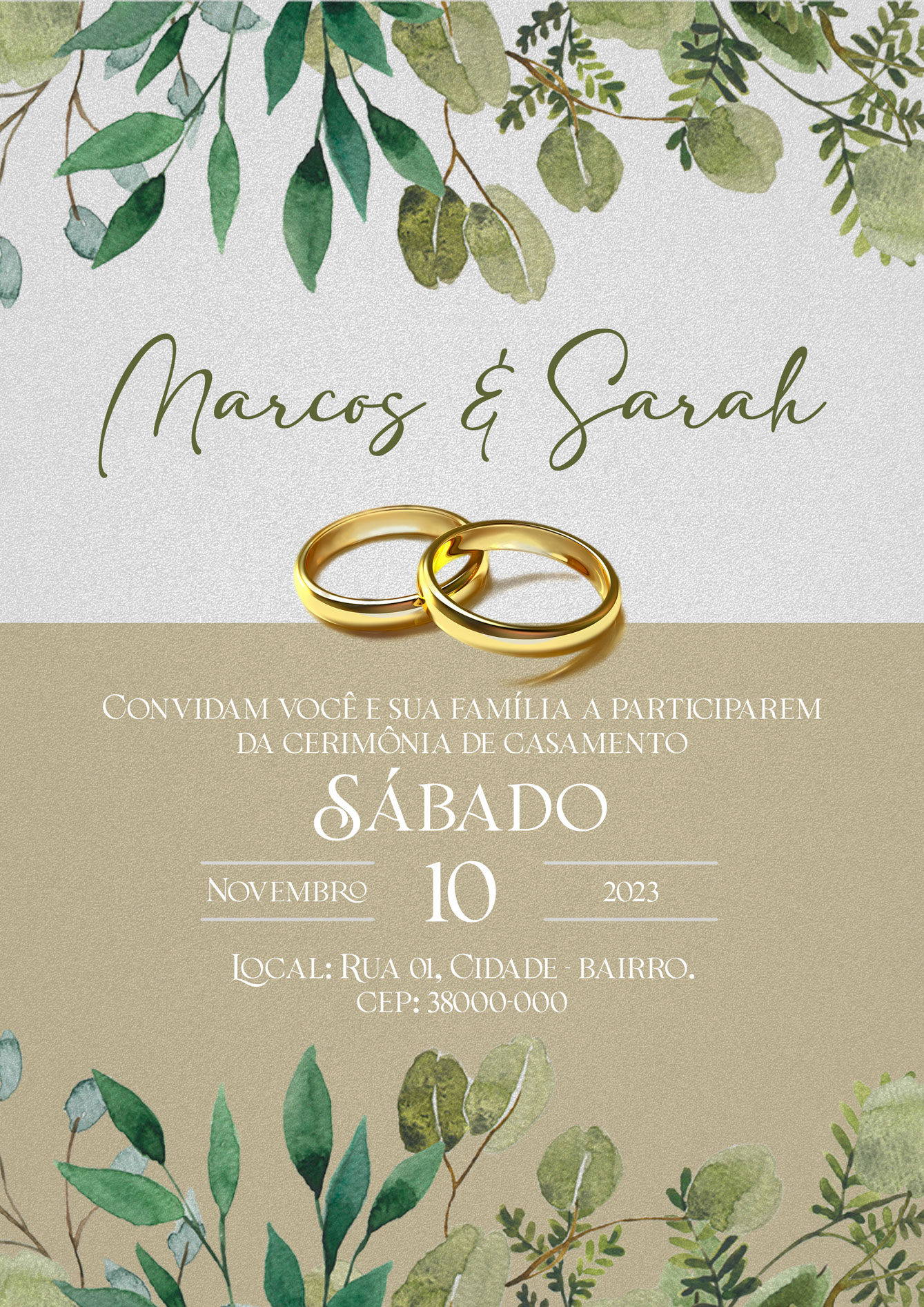 Flyer Convite de Casamento Marcos e Sarah