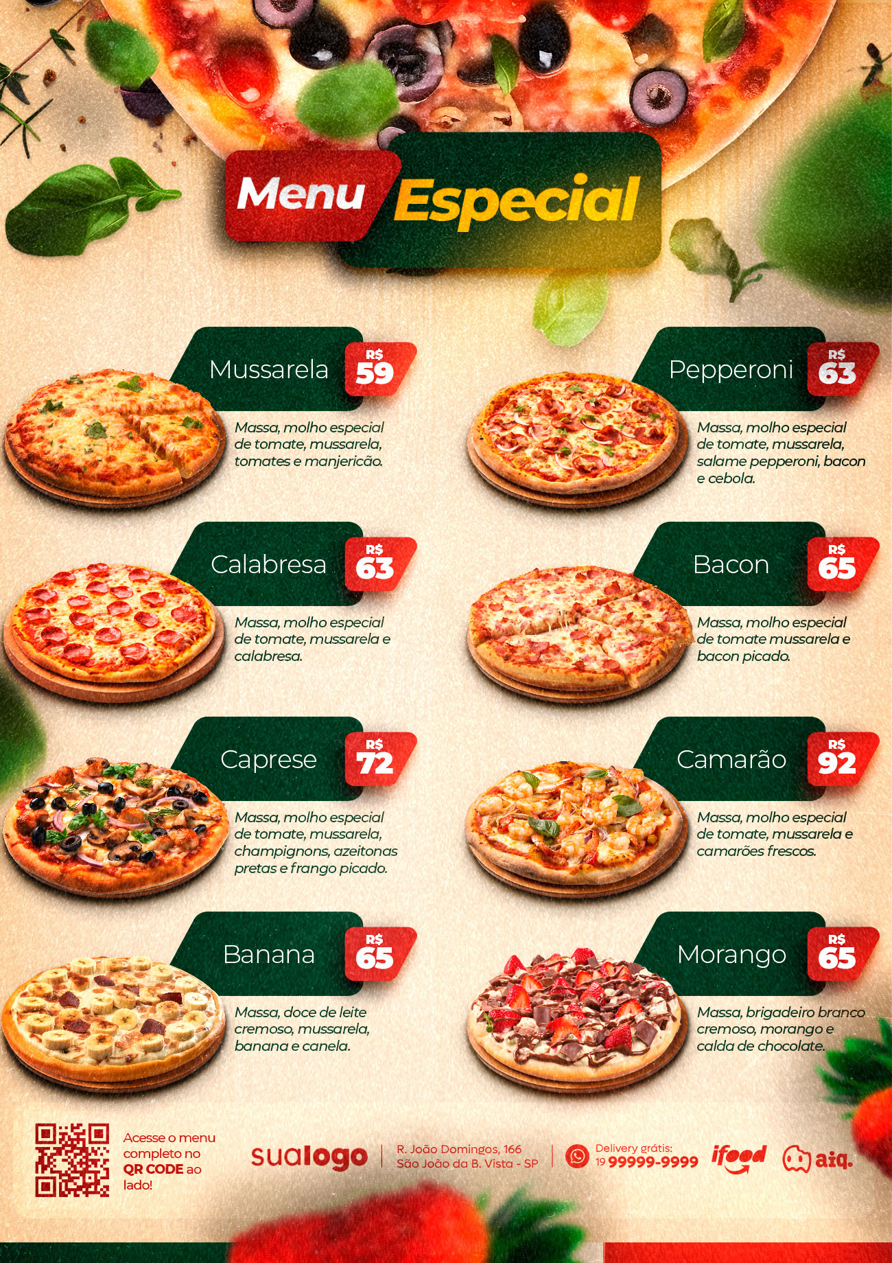 Cardápio Pizzaria Menu Especial