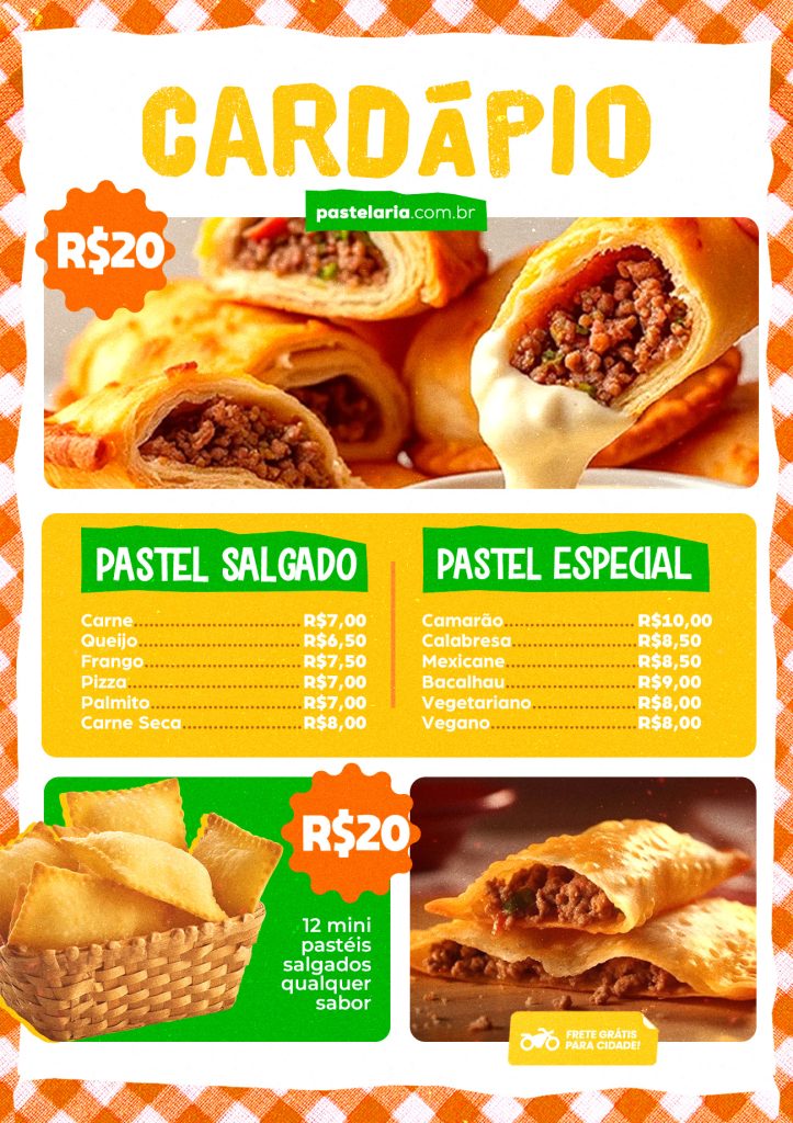 Cardápio Editável da Pastelaria Sabor & Arte