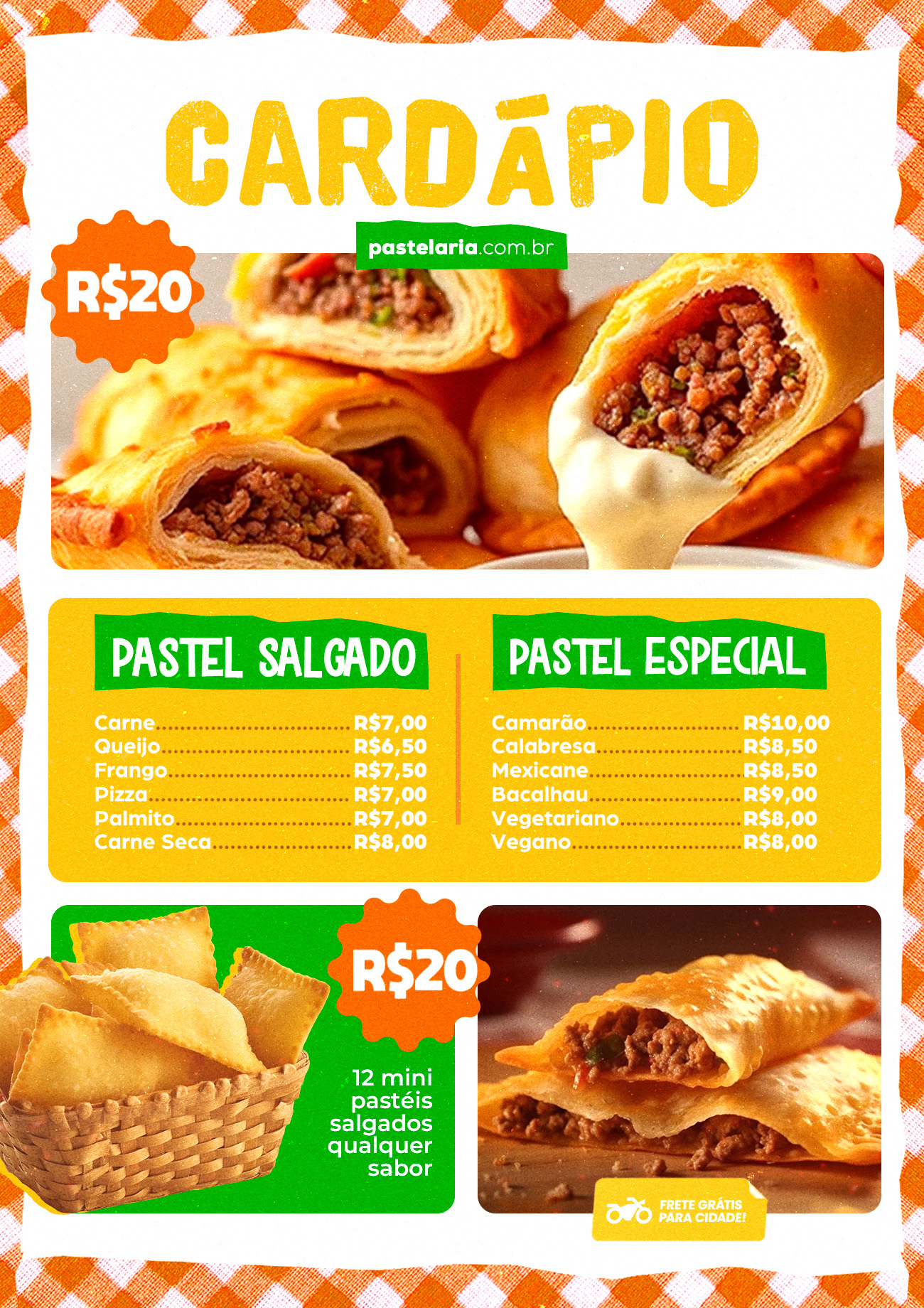 Cardápio Editável da Pastelaria Sabor & Arte