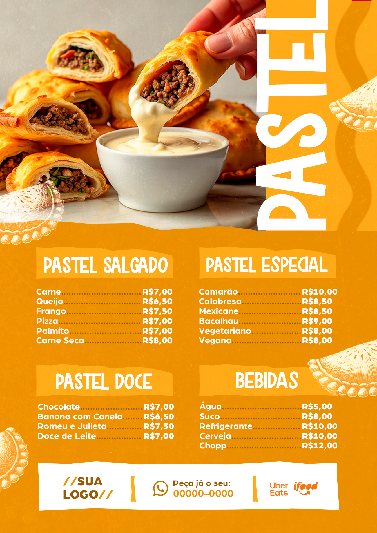 Cardápio de pastelaria