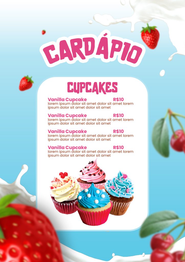 Cardápio Cupcakes PSD Editável