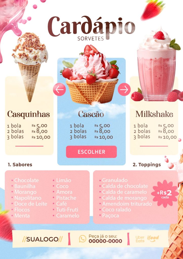 Cardápio De Sorveteria Cascão
