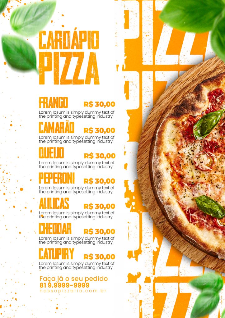 Cardápio Pizzaria Tema Manjericão