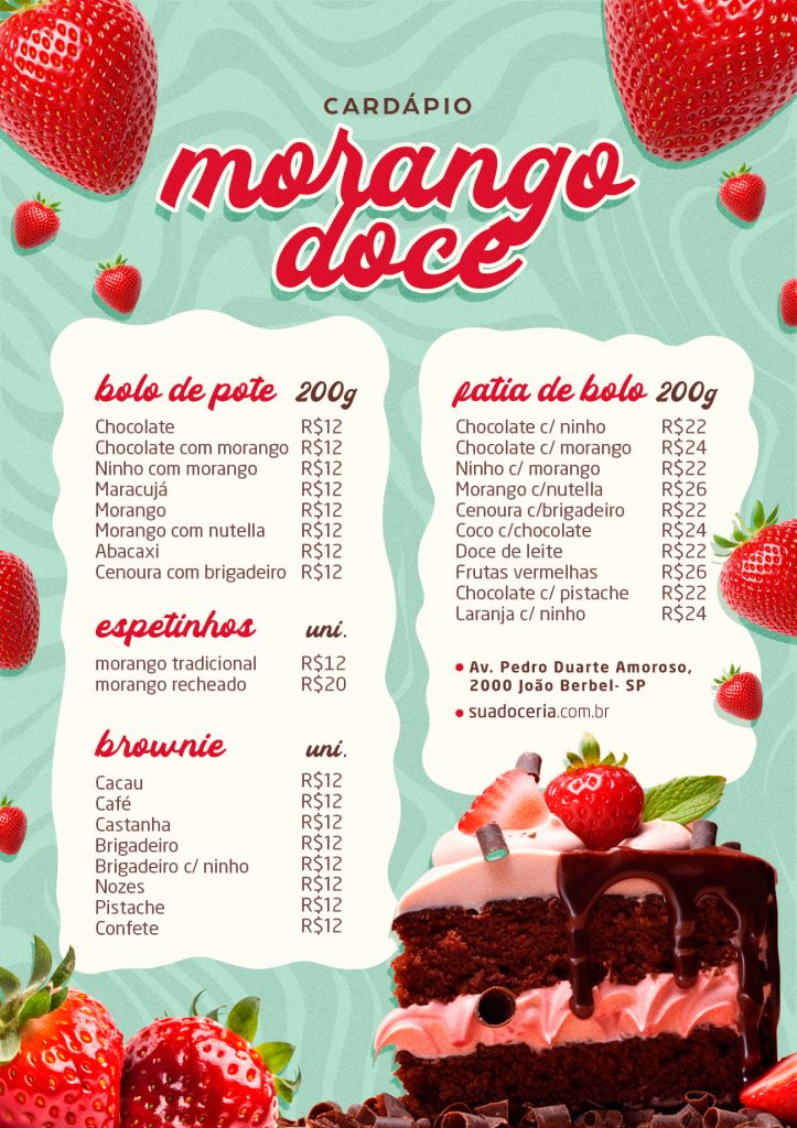 Cardápio Doceria Morango