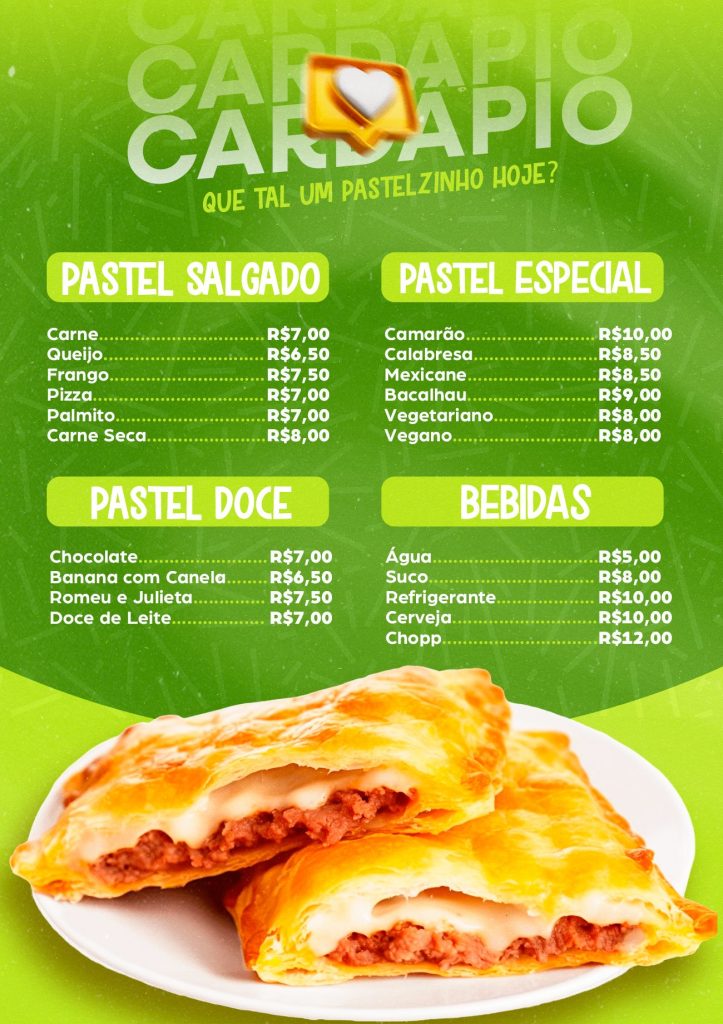 Cardápio Pastelaria Que Tal um Pastelzinho Hoje