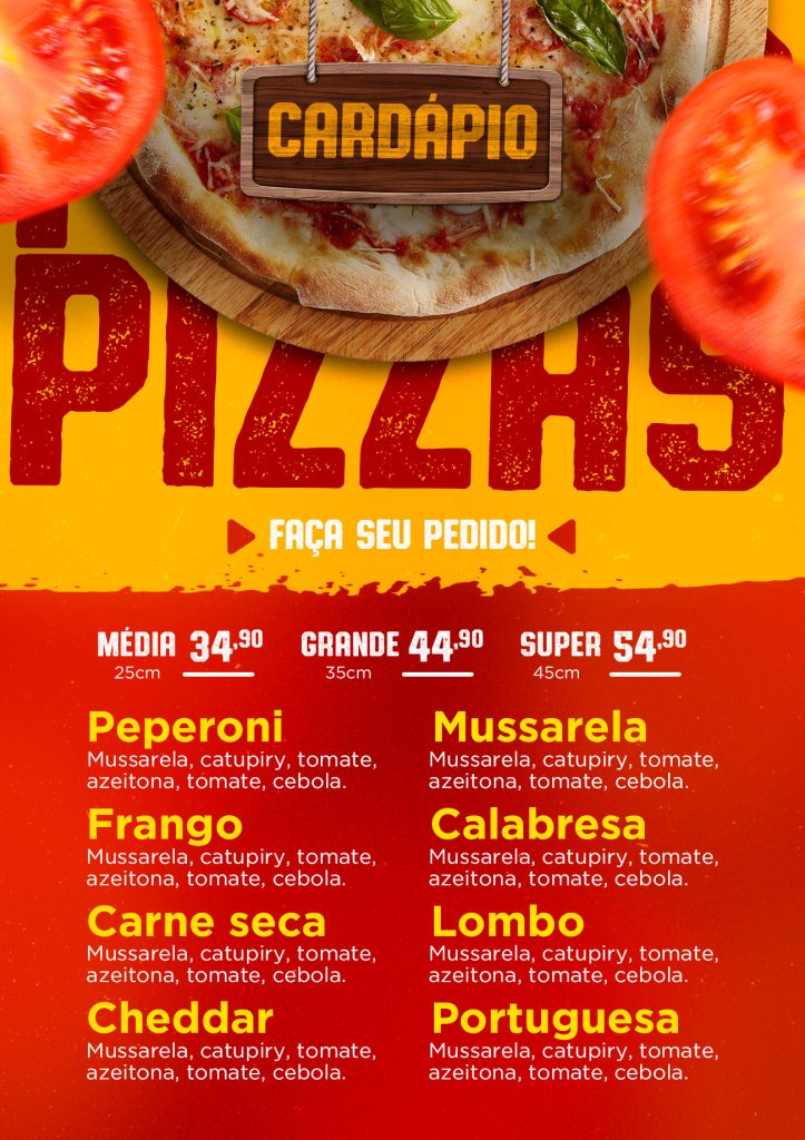 Cardápio de Pizzaria com tomate