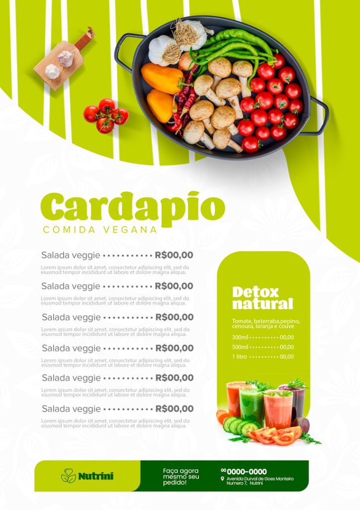 Cardápio sabor natural Comida Vegana