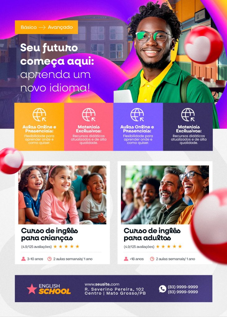 Flyer Escola de Idiomas de Inglês