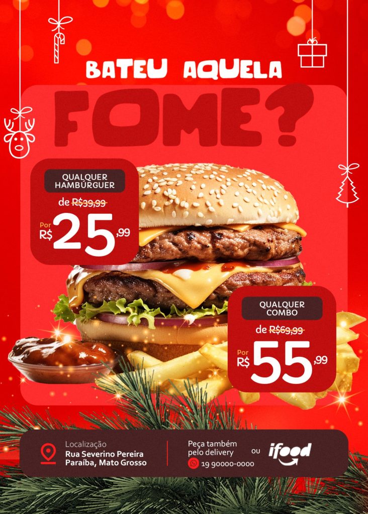 Flyer Natalino Hamburgueria Bateu Aquela Fome