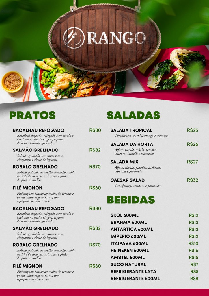 Cardápio Vegetariano Rango Saladas