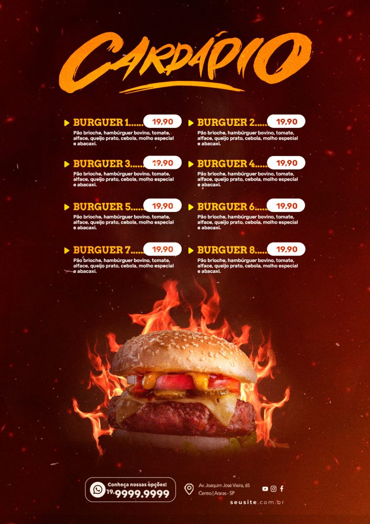 Cardápio Burguer Chamas