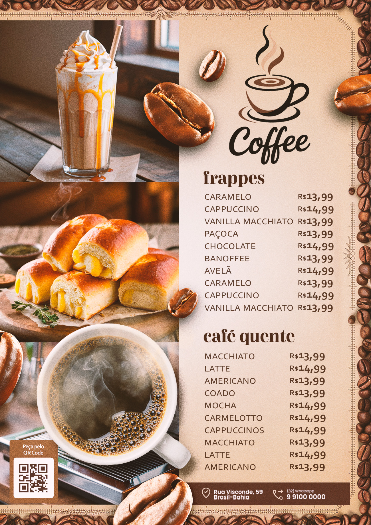 Cardápio de Cafeteria Frappe