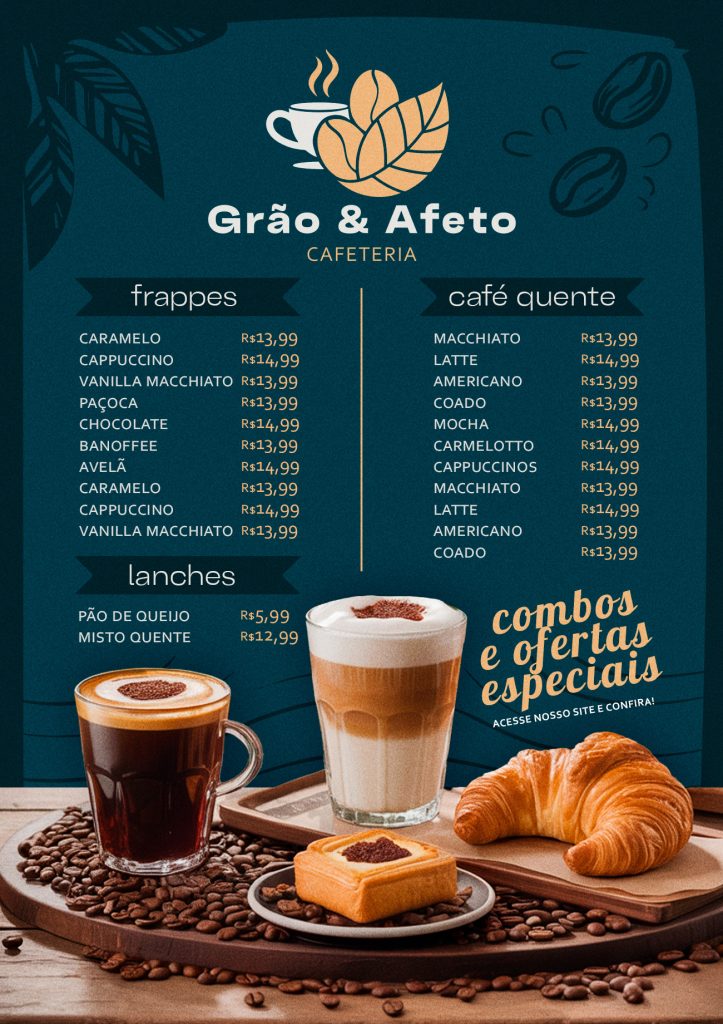 Cardápio de Cafeteria Grão & Afeto