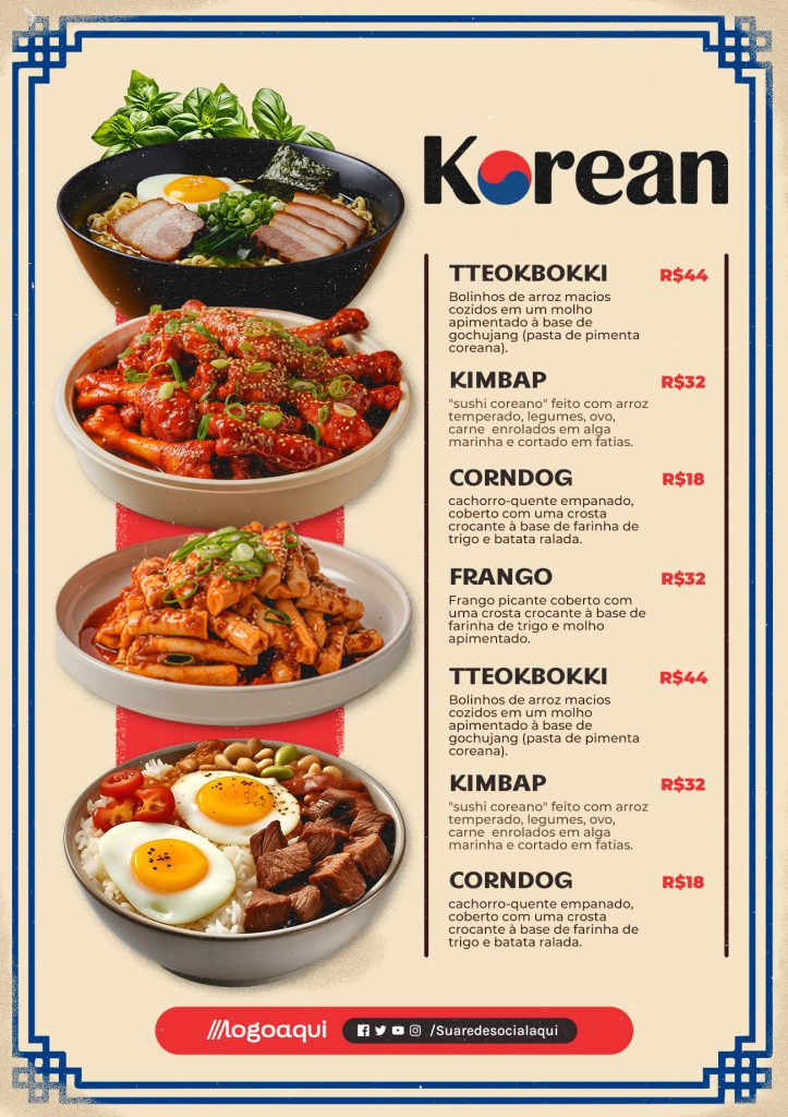Cardápio Comida Coreana