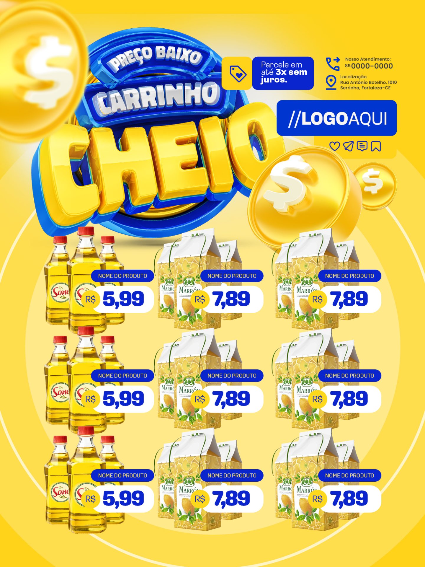 Encarte preço baixo carrinho cheio