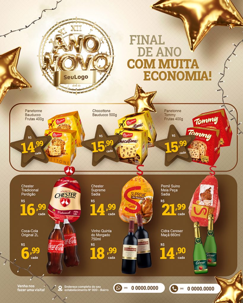 Encarte Ano Novo Com muita economia