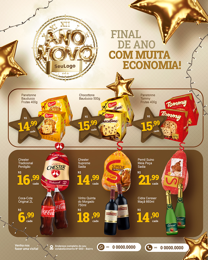 Encarte Ano Novo Com muita economia