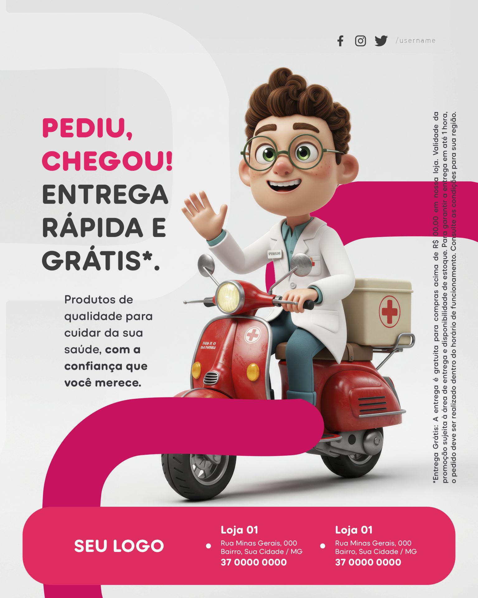 Flyer Farmácia entrega pediu chegou
