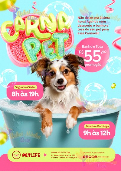 Flyer Petshop Carnaval Banho e Tosa