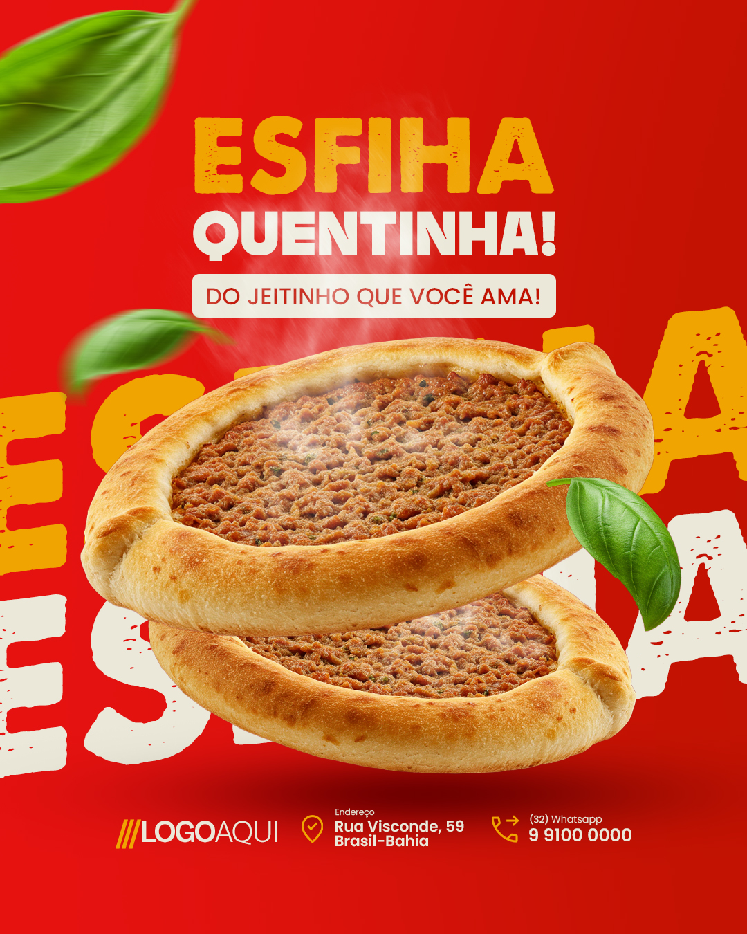 Flyer Esfiha Quentinha Do Jeitinho Que Você Ama