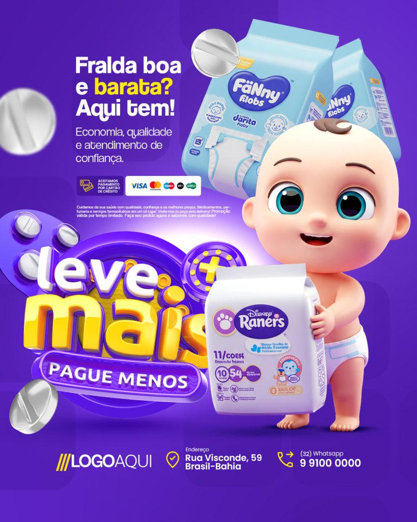 Flyer Farmácia Leva mais Fralda pague menos