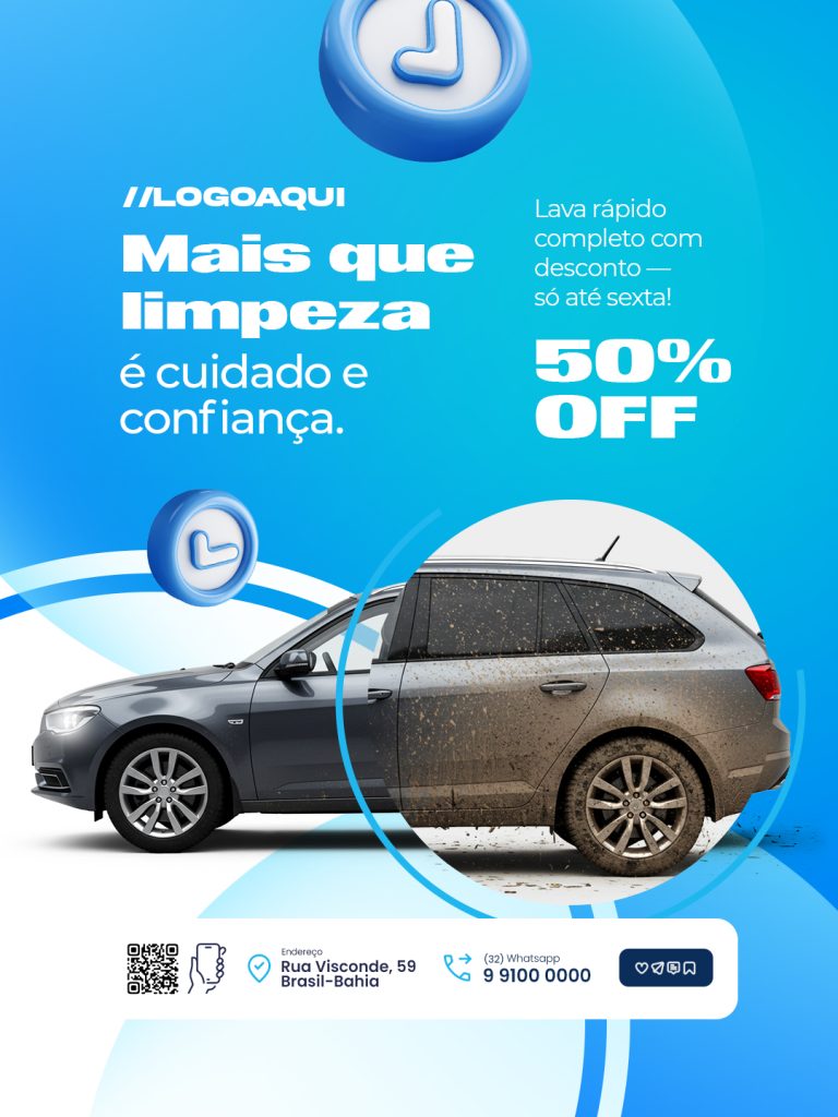 Flyer Lava Jato mais que limpeza