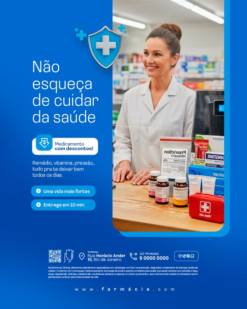 Flyer Farmácia Não esqueça de cuidar da saúde