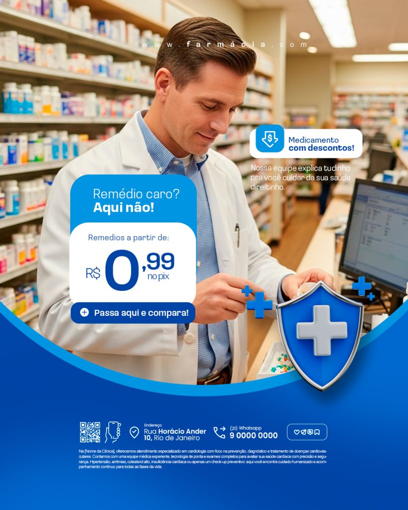 Flyer Farmácia remédio caro aqui não
