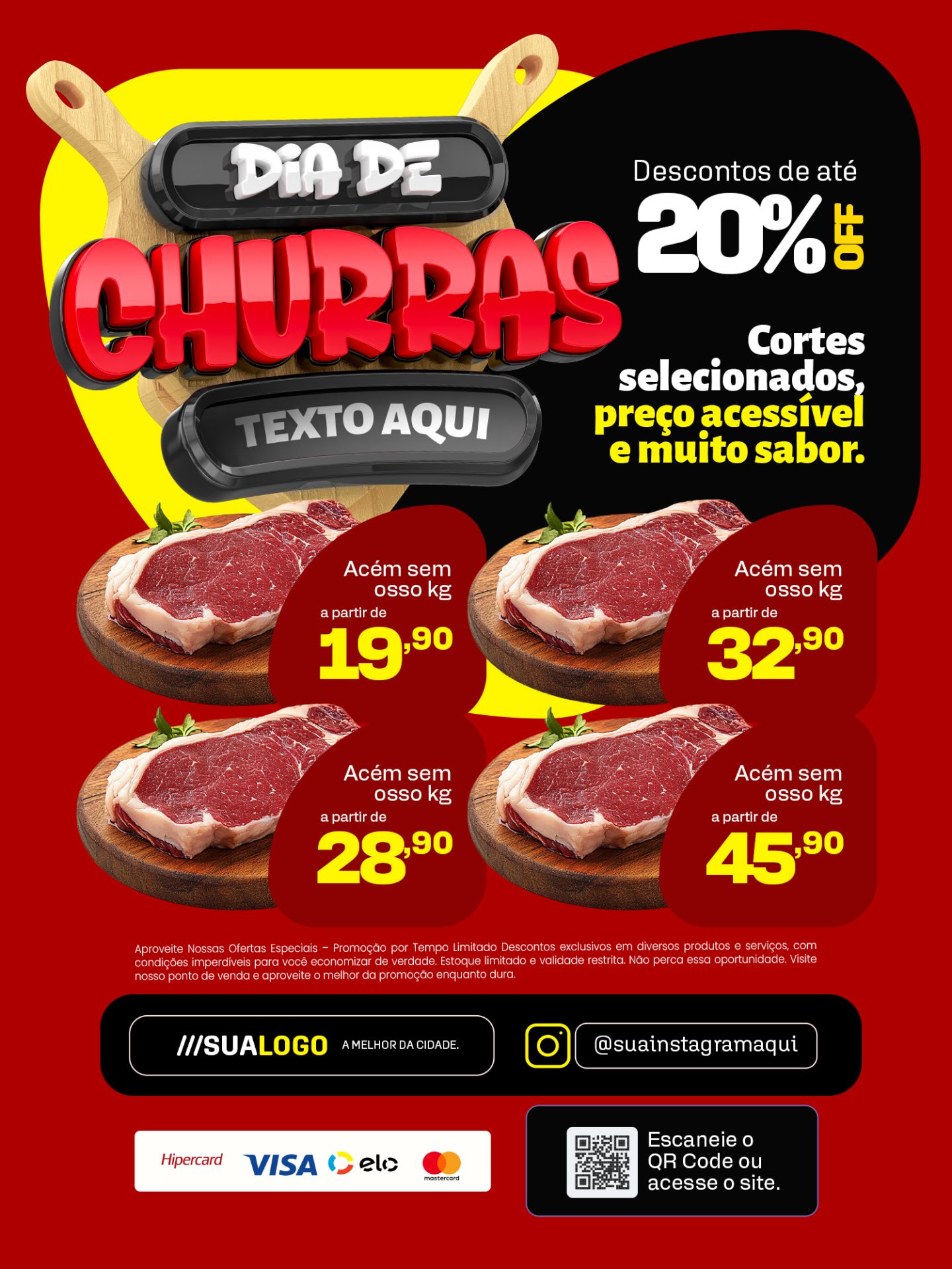 Encarte Dia de Churrasco com desconto