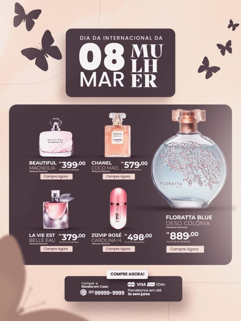 Flyer Perfumaria mulher Borboletas