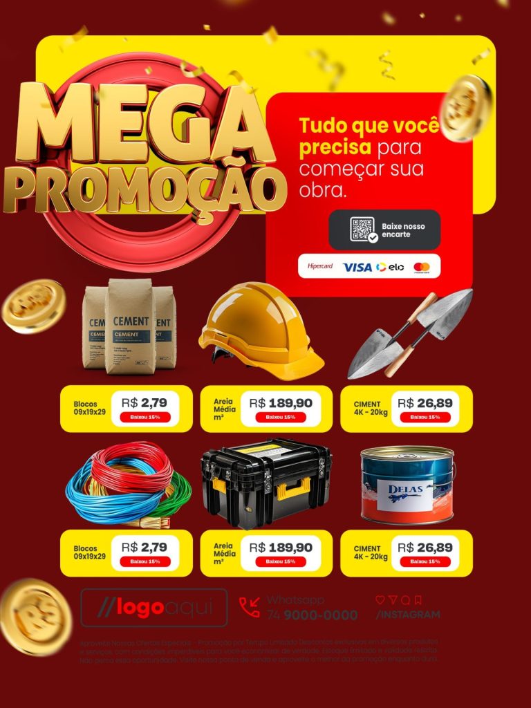 Encarte mega promoção para sua obra