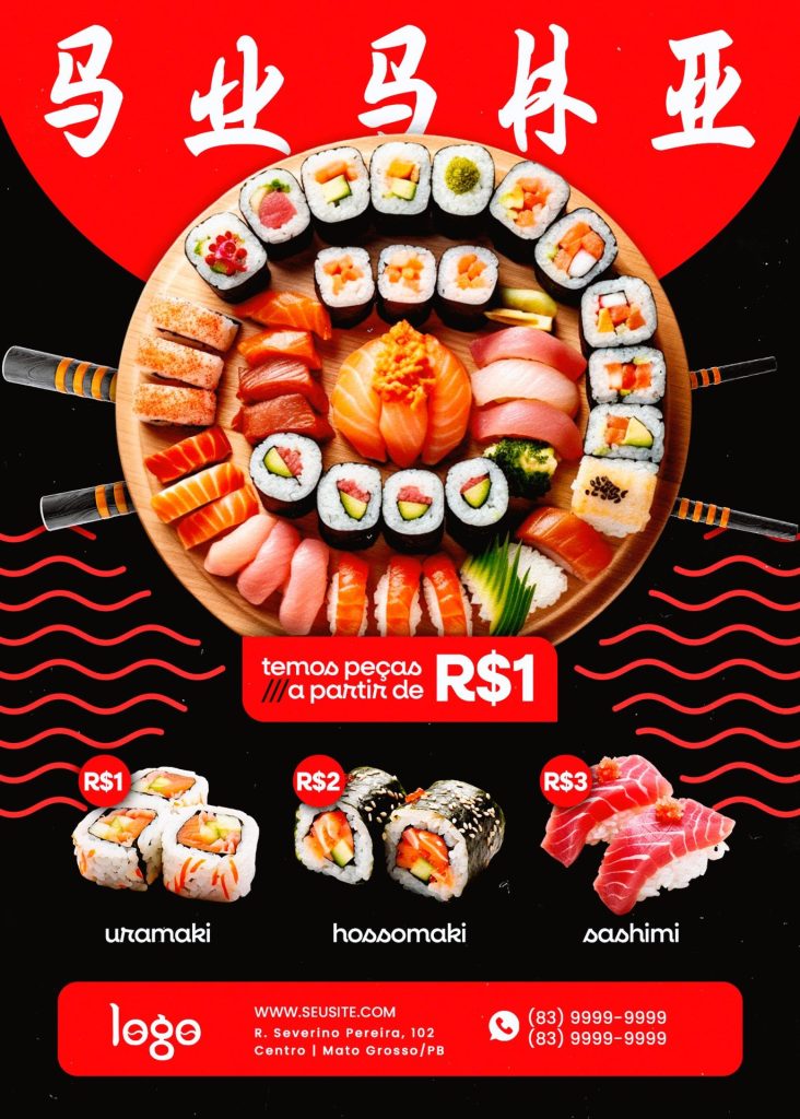 Flyer Sushi varias Peças