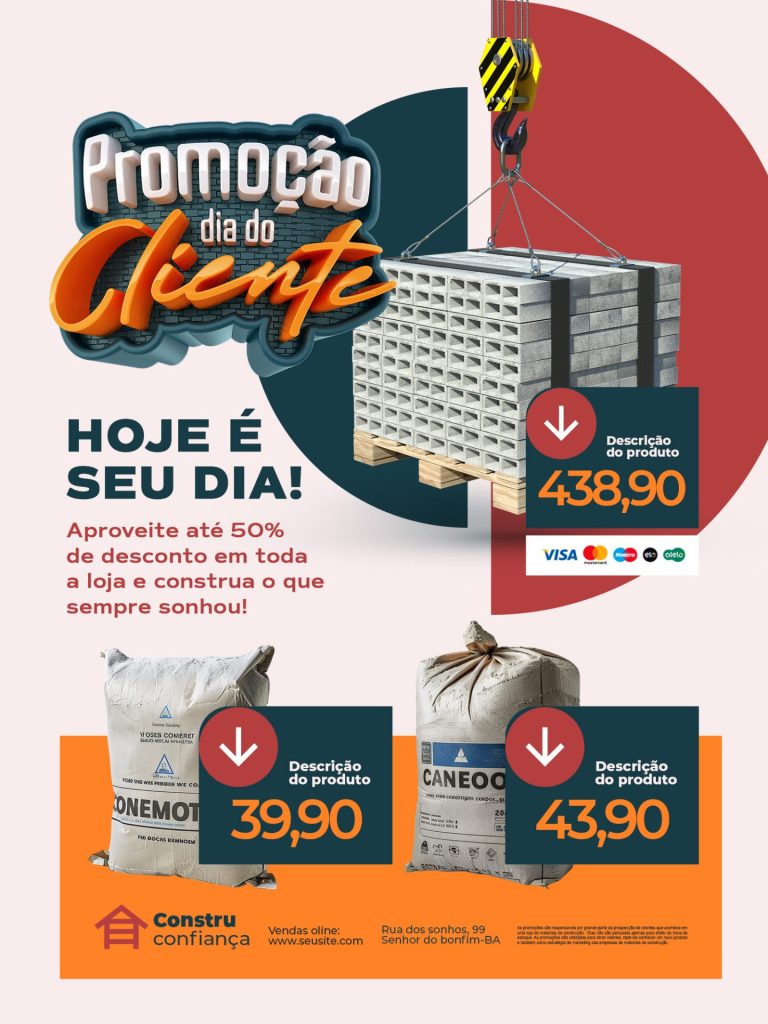 Flyer Material de Construção Promoção Dia Cliente